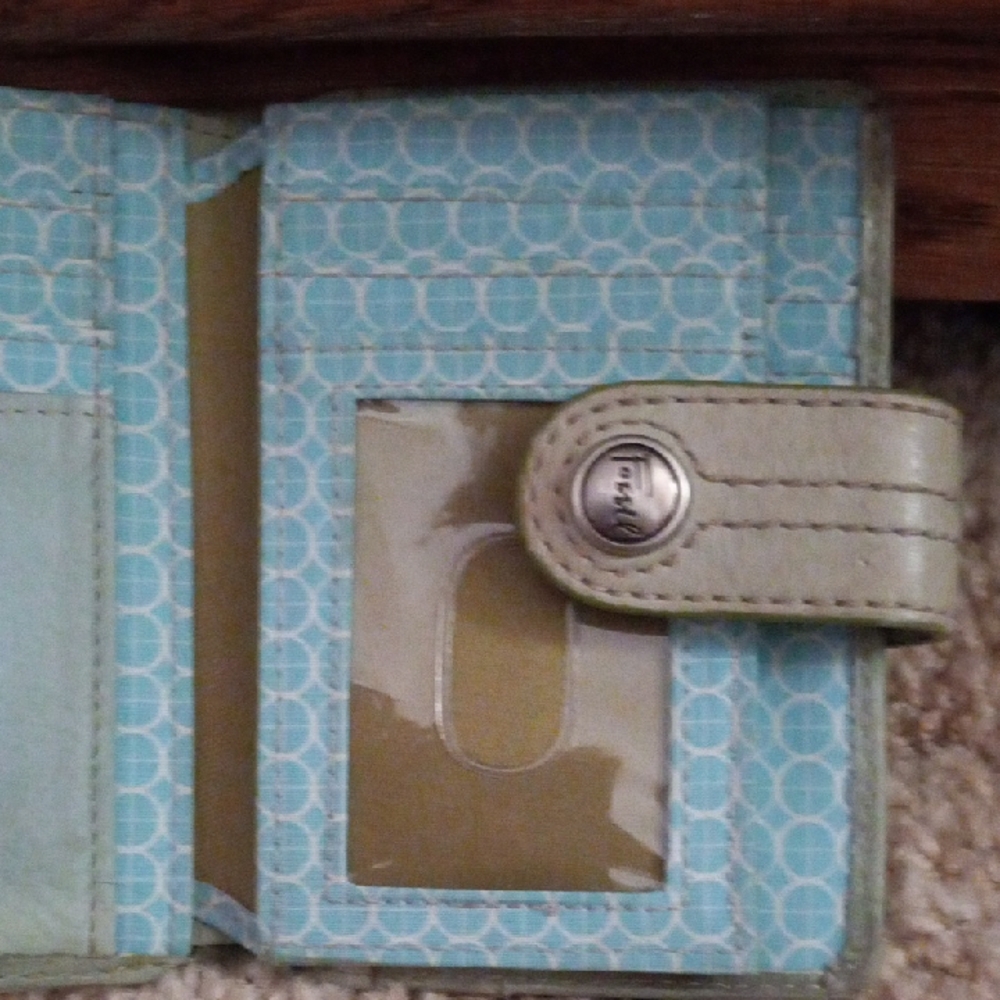 Vintage Fossil Green And Yellow Wallet - image 4